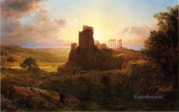  Church Oil Painting - The Ruins at Sunion Greece scenery Hudson River Frederic Edwin Church